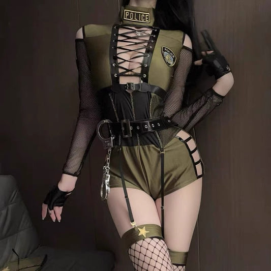 Agent Strike Sexy Adult Police-Inspired Halloween Cosplay – Nightclub Bar Costume Outfit