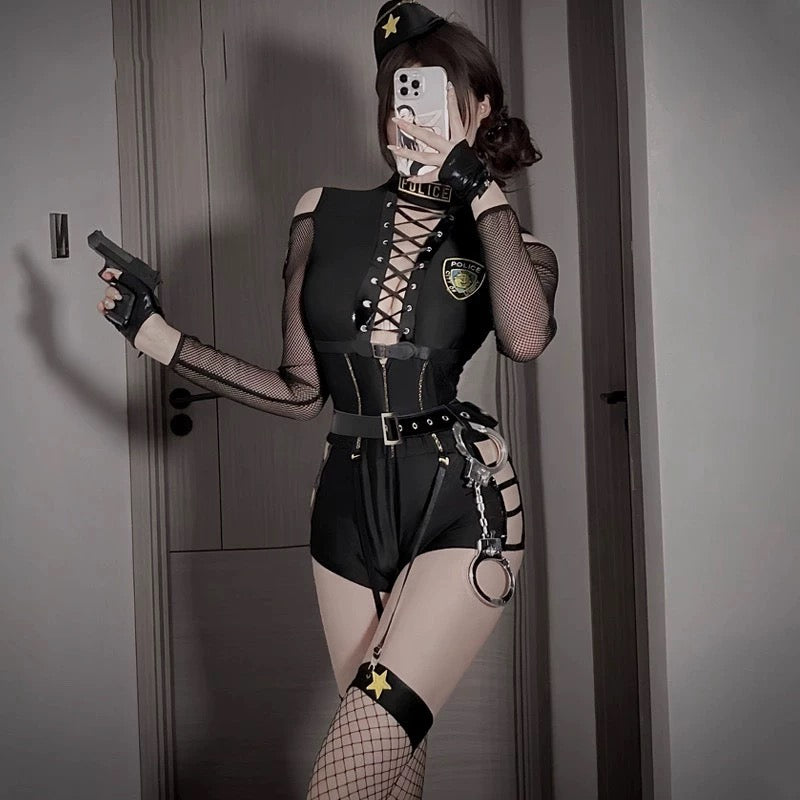 Agent Strike Sexig Vuxen Polisinspirerad Halloween Cosplay – Nattklubbsbarkostym