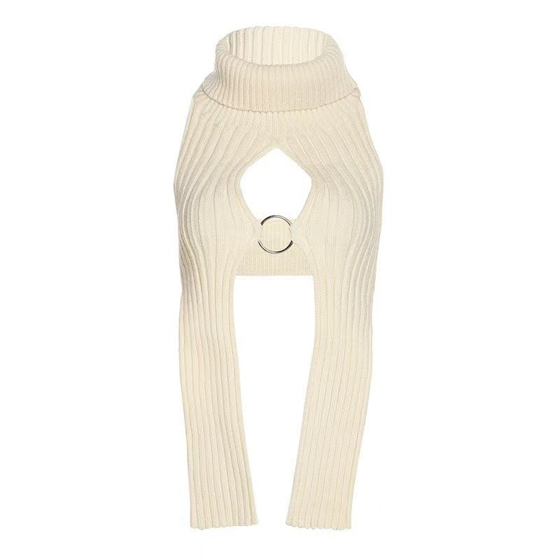 Höstsilhuett Sexig Ärmlös Stickad Topp – Utskuren Slim-Fit Uniforminspirerad Tröja