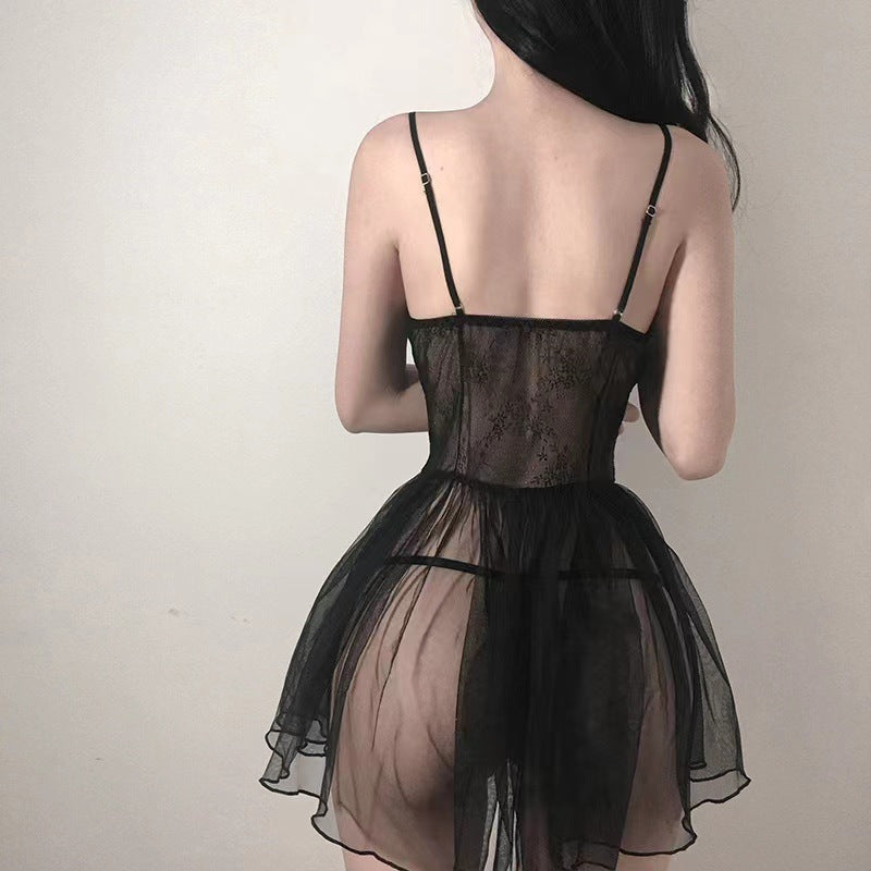 Lace Babydoll Lingerie – Sheer Mesh Seduction Sleepdress