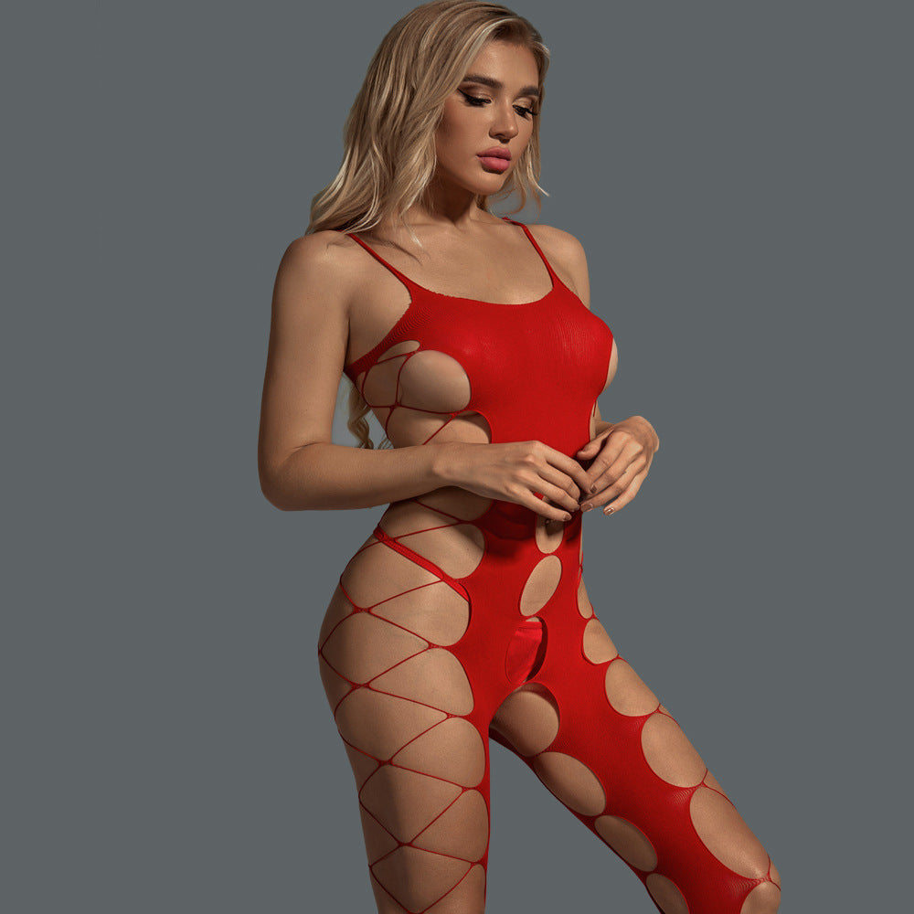 Fishnet Suspender Bodystocking Lingerie with Open Design