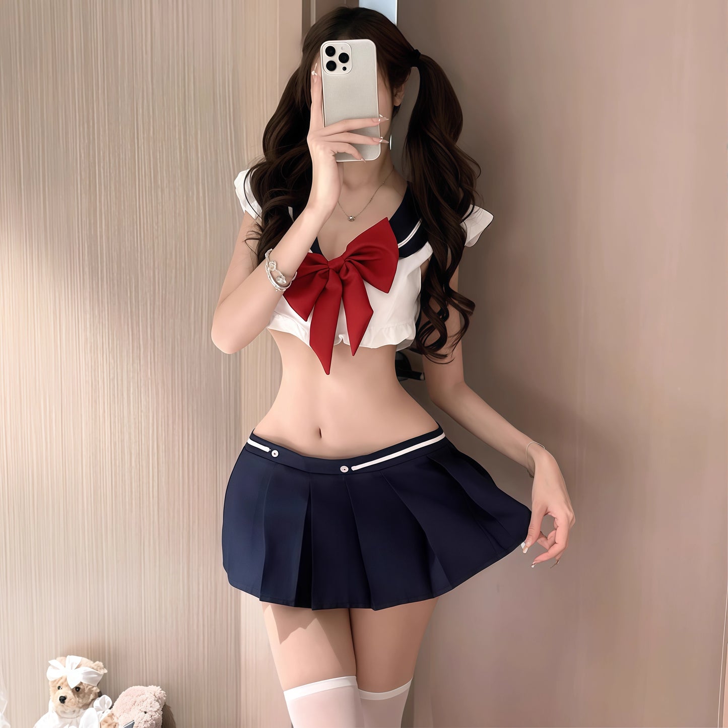 Sensual Lingerie Nightclub Bowknot Sexy Sailor Uniform - Campus Temptation Pure Desire JK Set