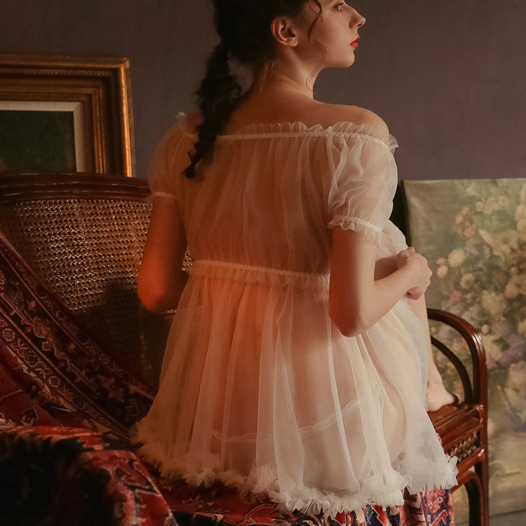 Sheer Chiffon Mini Skirt Plus Size Lingerie Nightwear