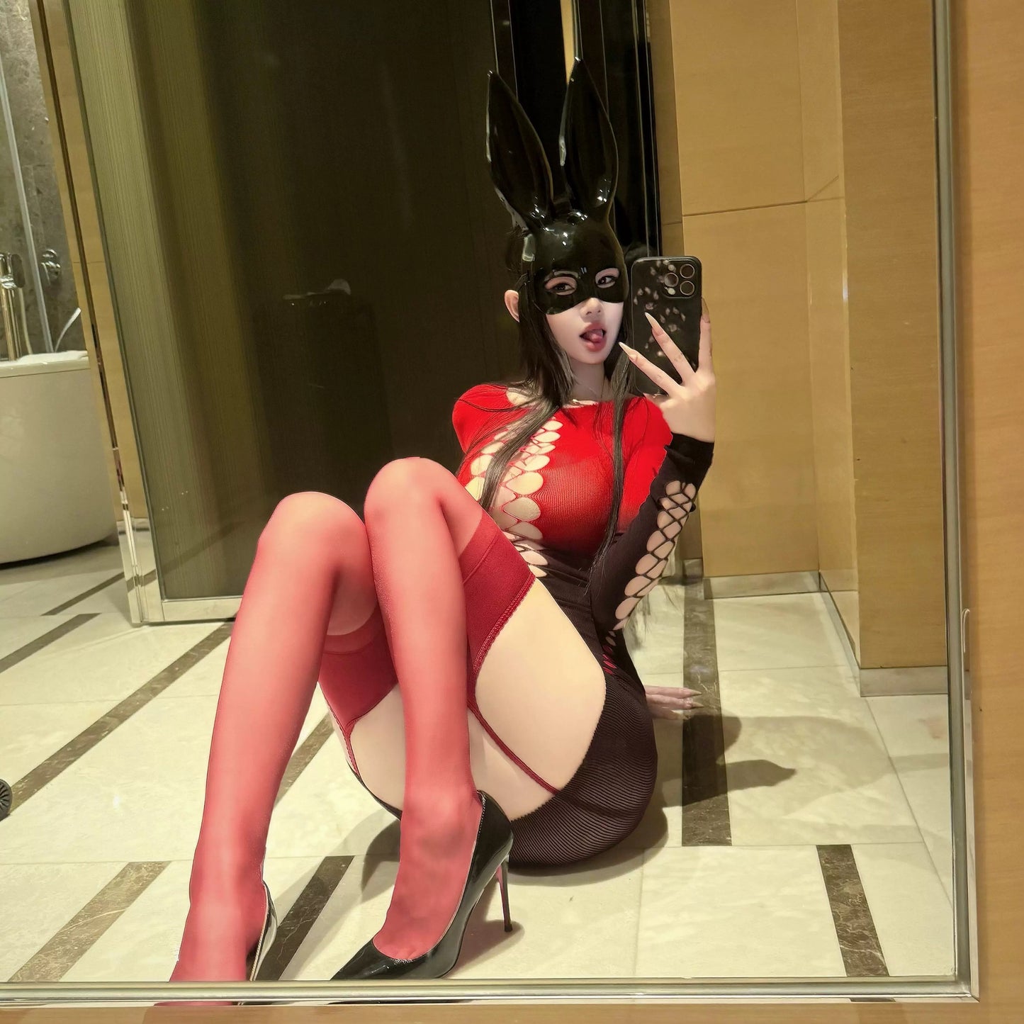 Torn Desire Sexig Tonad Mesh Bodycon Klänning – Skir Utskuren Spaghettibandsunderkläder