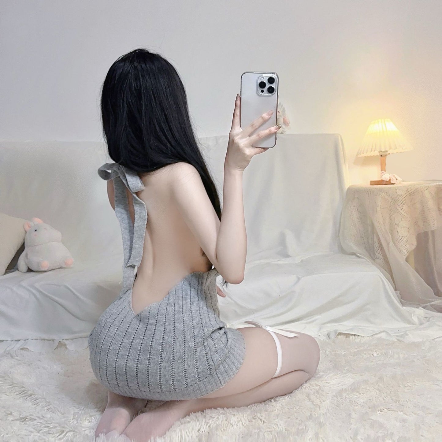 Open Bust Backless Sweater Dress – Seductive Bodycon Mini Knit Bodysuit Nightwear for Women