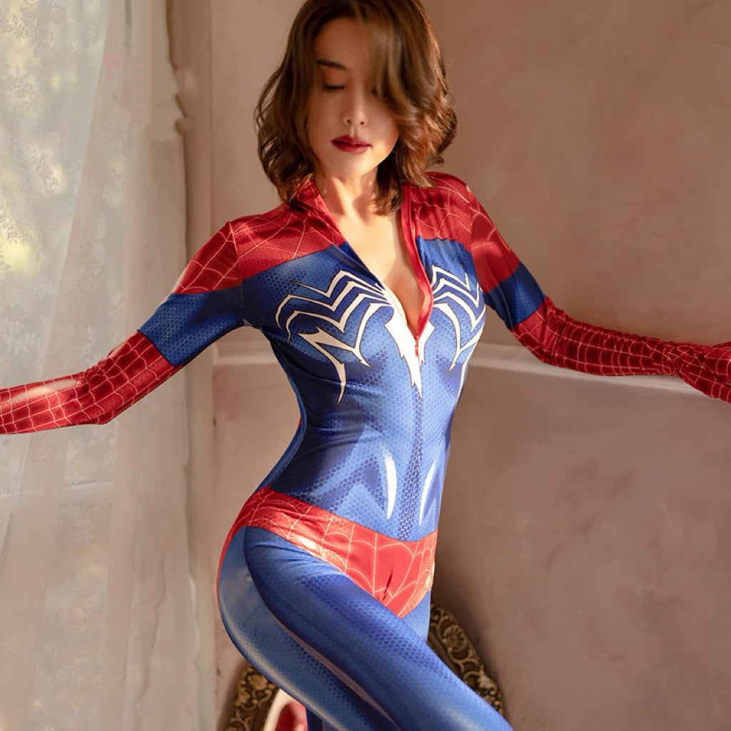 Spider-Inspired Hero Bodysuit – Sleek Multiverse Cosplay Jumpsuit for Women